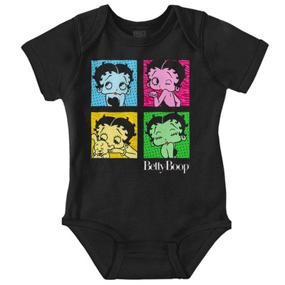 Retro Betty Boop Cartoon Pop Art Squares Baby Girls Infant Romper Newborn