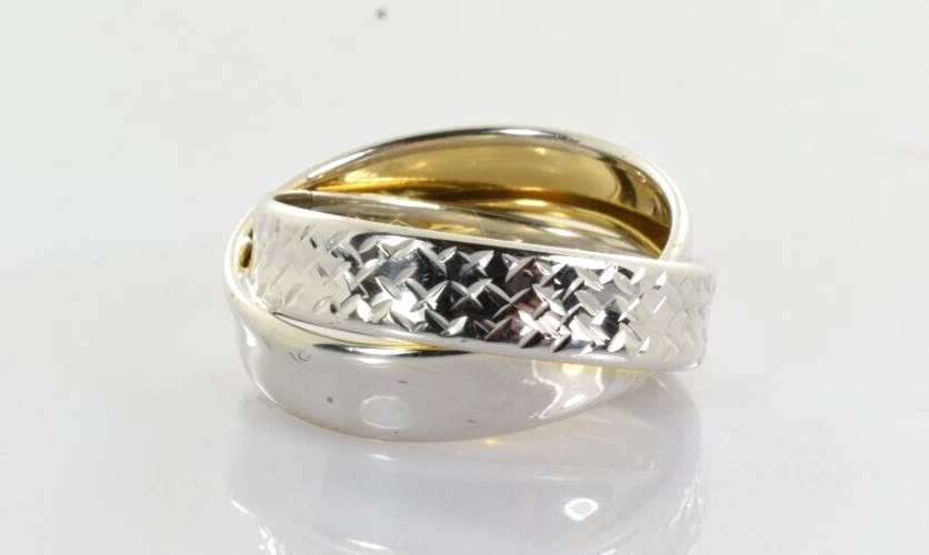 Anillo cruzado doble banda en oro de 10k talla 7 Foto 2 de 4
