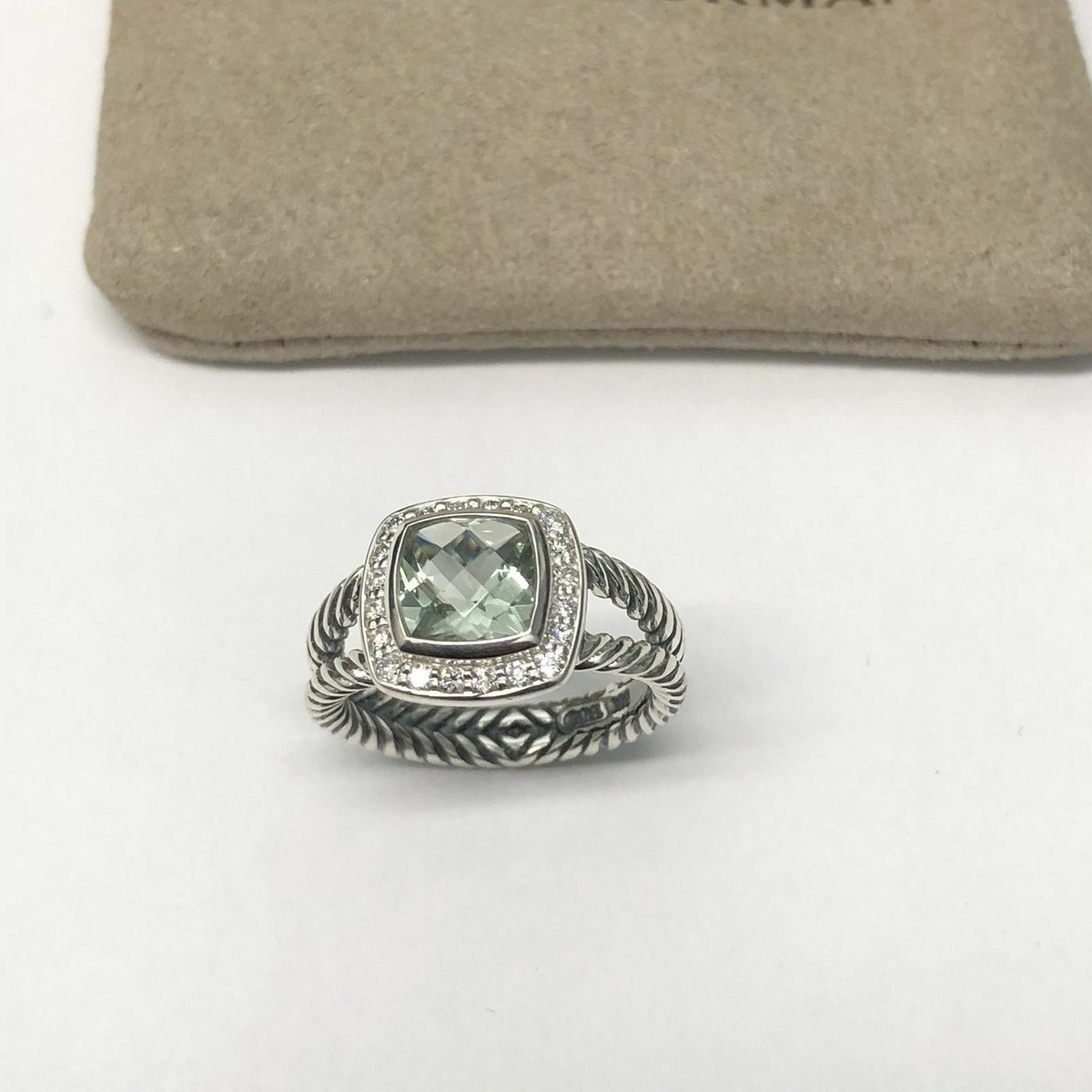David Yurman Petite Albion Ring With Prasiolite And Diamonds Size