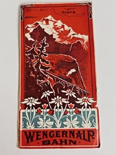 1900 Swiss Alps WENGERNALP BAHN Rail Timetable w/ A. Reckziegel Panorama