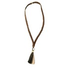 Leather Braided Long Necklace Horse Hair Pendant