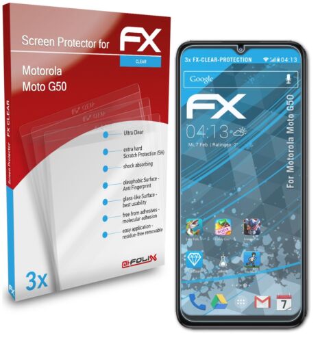 atFoliX 3x Screen Protection Film for Motorola Moto G50 Screen Protector clear - Picture 1 of 9