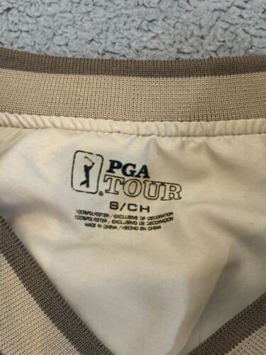 PGA Tour Golf Windbreaker Jacket Mens S Brown Plaid V Neck Pullover Long Sleeve - Picture 2 of 6