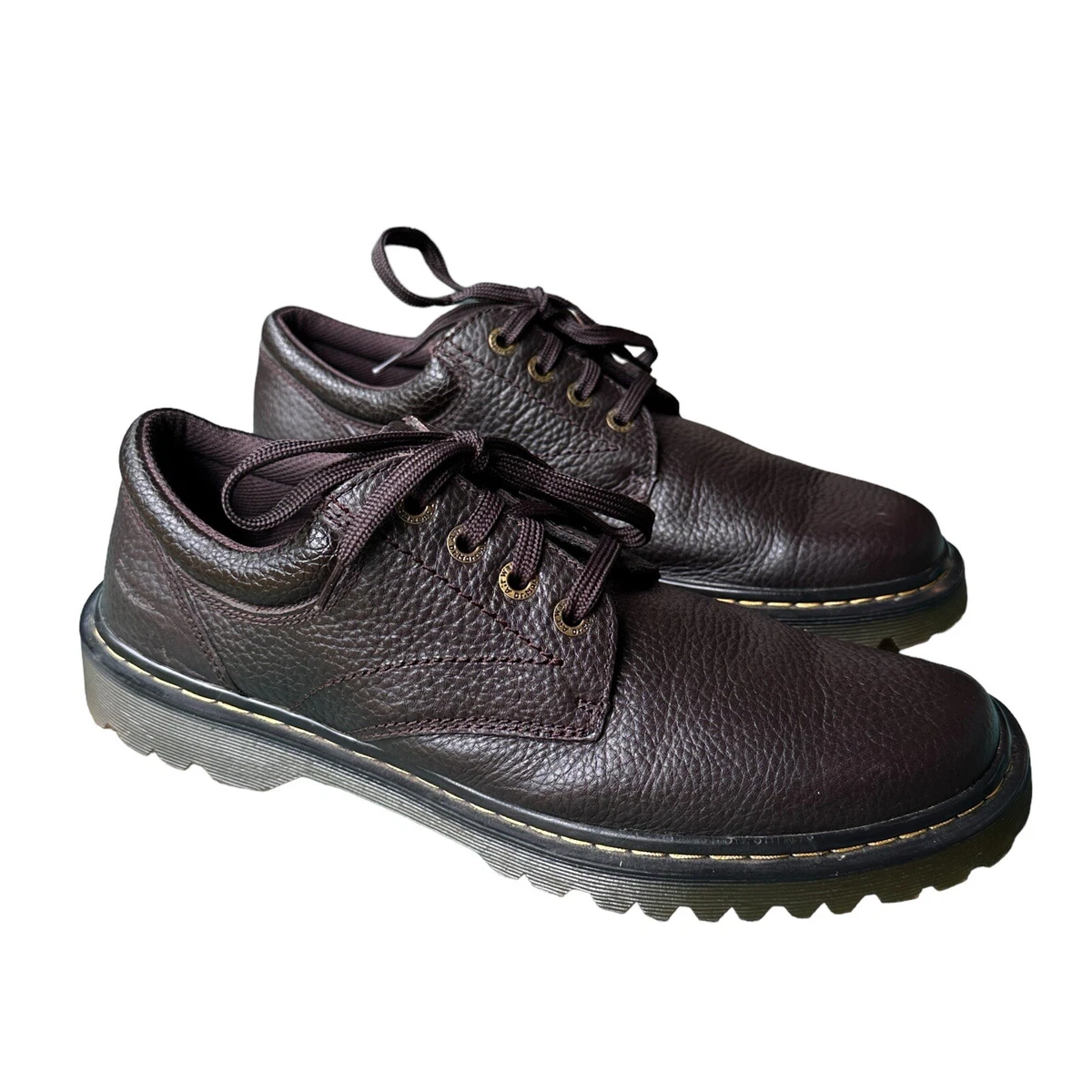 Dr. Martens Ashfeld Shoes Dark Brown Leather Pebbled Oxfords AW004
