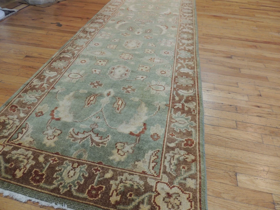 3x12 RUNNER  Turkish Peshawar Oriental Area Rug wool Green Brown Rust LOVELY! - Image 4 of 4