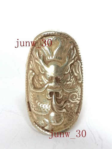 Colección Antigua China Tíbet Plata Hecho a Mano Dragón Anillo Amuleto Decoración Regalo - Imagen 2 de 8