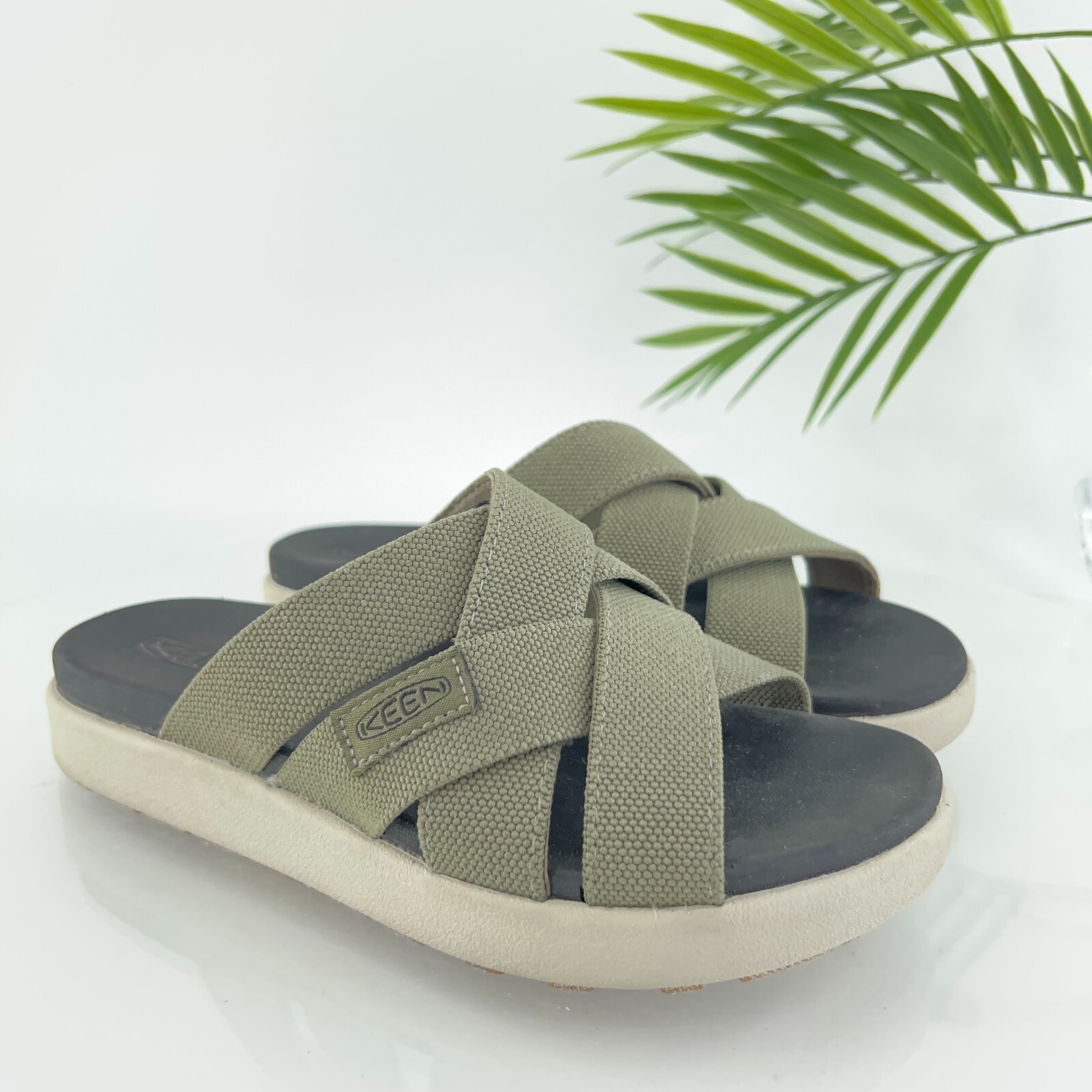 Sandali KEEN donna taglia 5 Elle comodi slip on slide verde incrociato scarpe