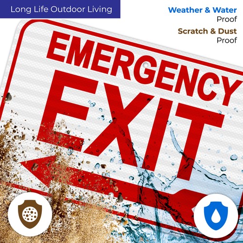 Emergency Exit With Left Arrow Sign, - Picture 38 of 85