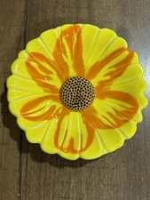 Vtg Santa Anita Ware California Pottery 7.5" Sunflower Dish Orange Yellow EUC!