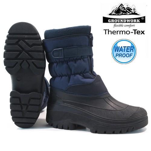 MENS SNOW BOOTS WINTER WATERPROOF MUCKER THERMAL SKI WELLINGTONS FUR WARM SIZE - Picture 5 of 26