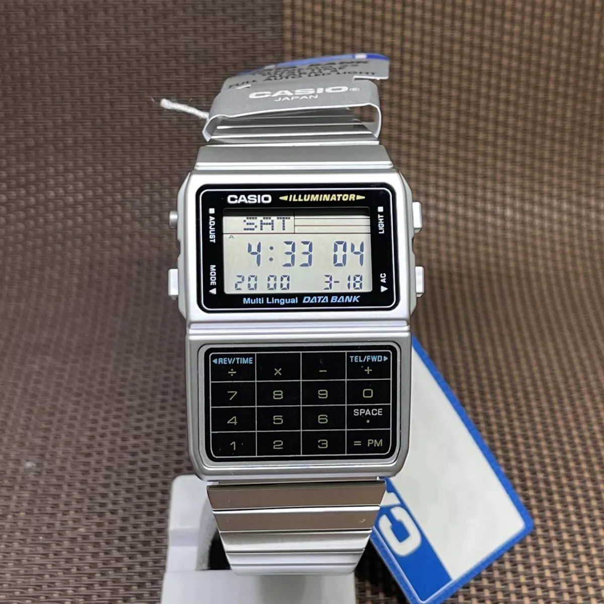 Casio DBC 611 1D Databank Men Calculator Alarm Stainless Steel Digital Watch