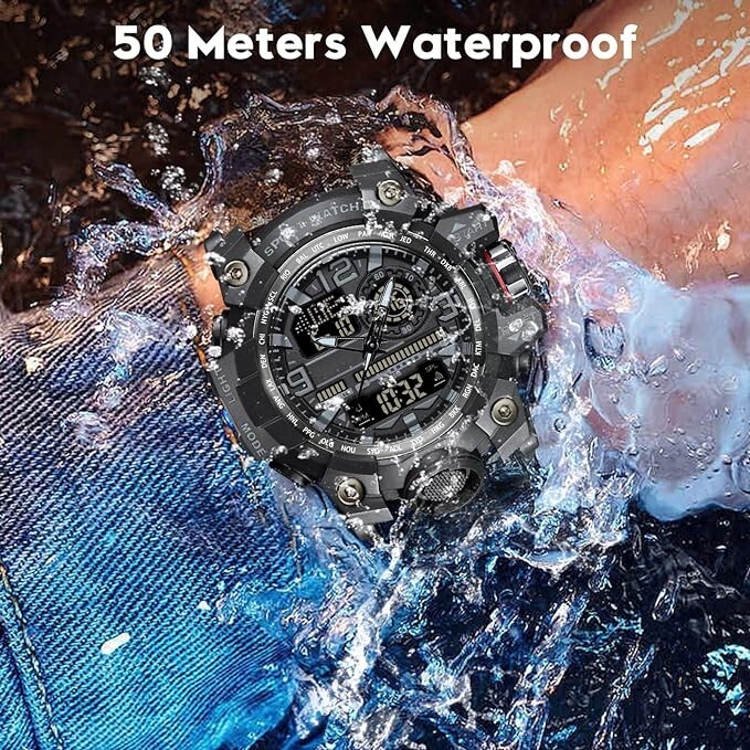 Orologio Militare Digitale Da Uomo, Sportivo E Resistente, Cassa 56mm Con Sveglia, Cronometro E Retroilluminazione, Impermeabile 50m
