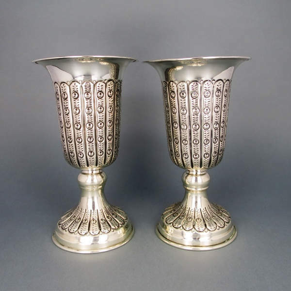 Vase Pair Silver Pure Handmade NEW before selling Morocco 1900 Large special price !! Inside France Um Gol