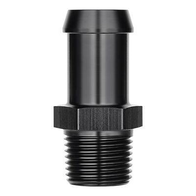 1/2'' NPT Male to 3/4'' Barb Fitting Adapter Straight Aluminum Black