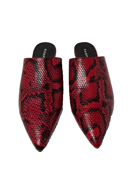 Rampage Cadence Mujer Rojo Punta Mules Zapato Piel de Serpiente Estampado Talla 7.5 Foto 3 de 4
