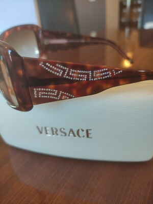 Versace 4130-B Havana Brown Swarovski Square Women 