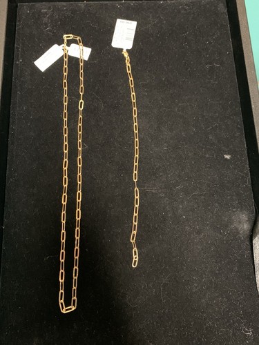 18k Gold Over Sterling Silver 18” Paperclip Chain Necklace & 7” Bracelet - Picture 3 of 8