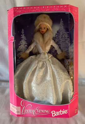 NIB 1998 Special Edition Winter Evening Barbie Blonde Hair Ivory
