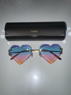 Cartier Big C Rimless Heart Sunglasses Cartier Big C Gold Wires Rimless Pink Heart Shaped Lenses  main image 3