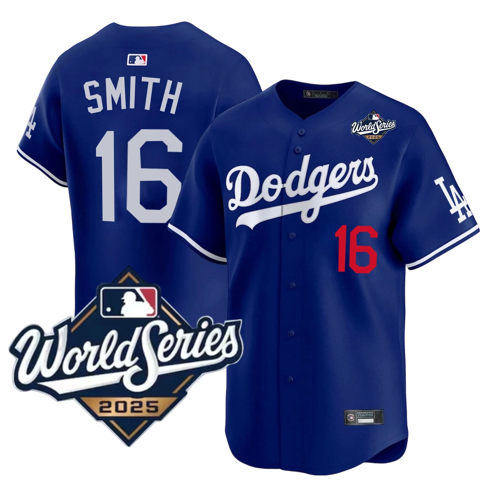 Men's Dodgers #16 Will Smith  2025 World Series Home Replica Player Jersey