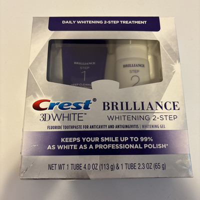 Crest 3D White Brilliance + Whitening Two-Step Toothpaste,Mint,4.0 oz and 2.3 oz