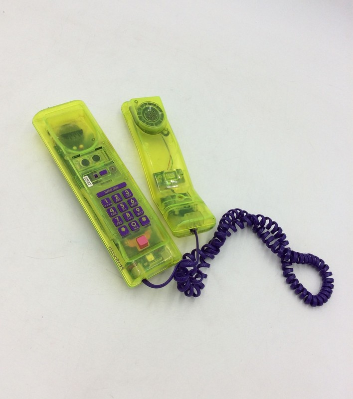 Vintage Swatch Twin Phone Deluxe Translucent Neon Yellow 1980s Landline Phone