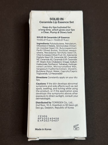 TORRIDEN Solid In Ceramide Lip Essence Set of 2 11 ml. Ea. K-Beauty, New - Picture 8 of 9