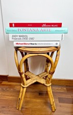 TAVOLINO DA CAFFÈ VINTAGE SGABELLO IN BAMBÙ ANNI '70 VIMINI RATTAN MID CENTURY