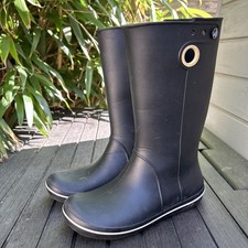 Crocs Women’s Wellies Rain Boots Black Rubber Pull On Size W 8 UK 6
