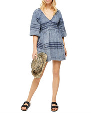 Free People Sweet Surrender Denim Dress In Acid Light Blue Boho Flowy Western M