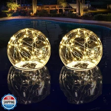 LENONE Floating Pool Lights Solar Powered, 6.5 Inch Warm White Light Up Solar