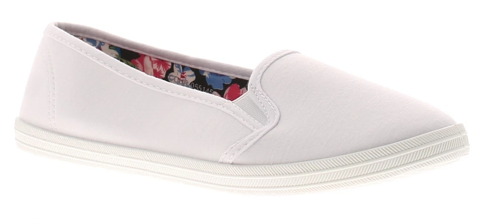 Platino Womens Canvas Pumps Eleanor Slip On white UK Size