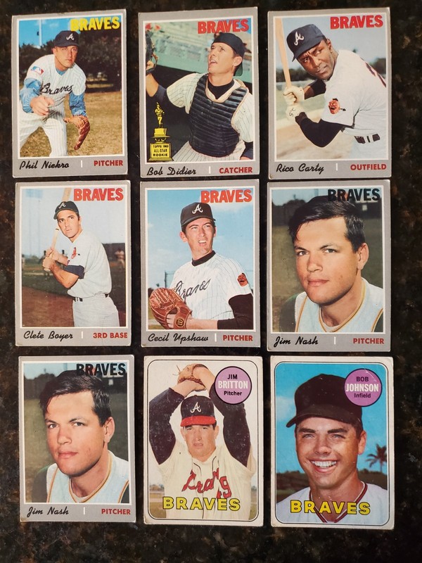 Topps Baseball 1969 1970 Atlanta Braves 9-lot Neikro Didier Carty Boyer Upshaw +