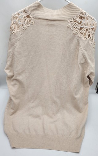 Ember cream open Knit pear detail Cardigan sweater size large - Picture 4 of 4