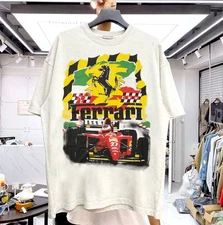 Ferrari T-Shirt F1 90s Retro style White tee Men Women Unisex tee NH23548
