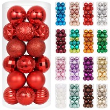 XmasExp 24ct Christmas Ornaments Shatterproof Ball 1.57", Red