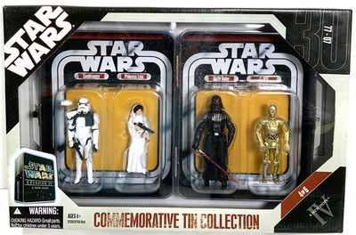 Hasbro Star Wars Episode 4 Collectors Tin Action Figures C3PO Vader Leia Set