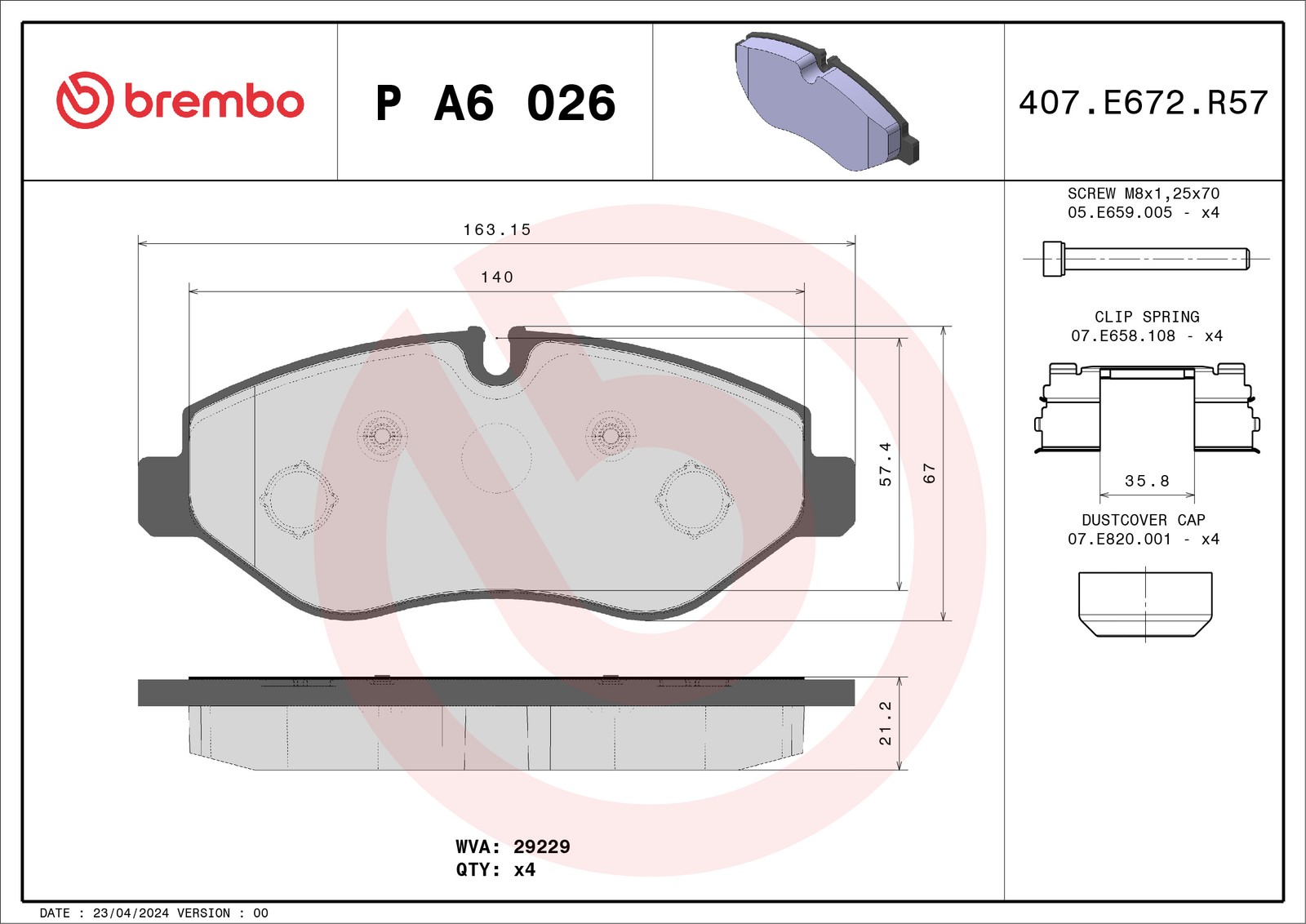 Brembo Brake Pads Set Front PA6026 42555881 42561355 42576975 500055563 29229 - Image 25