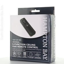 Hampton Bay 98131 Universal Ceiling Fan Remote Control 3-Speed Damp Rated Black