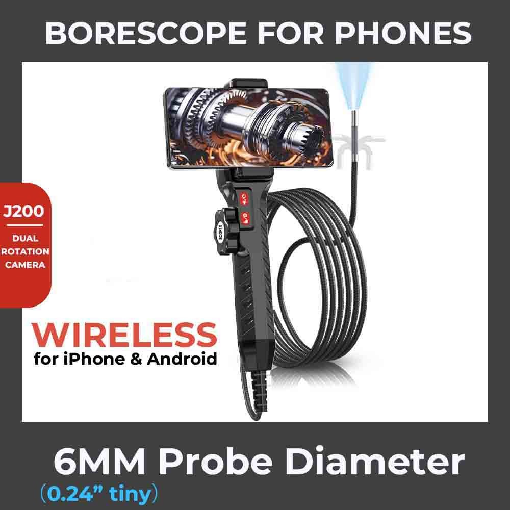 2025NEW 6mm Tiny Endoscope Inspection Camera for Phones Dual-Rotated Borescope