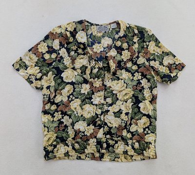 #ad #ad Vintage 90s Women#x27;s Top The Villager Size PS Floral Cottage Coe Large Collar $17.99