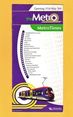 Straßenbahnfahrplan Nr. 1 ~ Reise Midland Metro - Birmingham Wolverhampton - Mai 1999