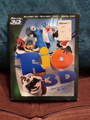 Rio 3D (Blu-ray 3D, Blu-ray, DVD, Digital) 4-Disc w/ OOP Slipcover 2011 [*READ*]