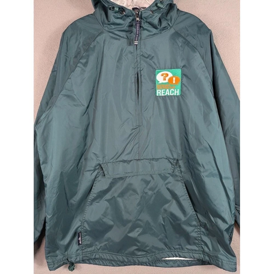 Chaqueta Charles River Para Hombre M 1/4 Cremallera Kayak Playa Impermeable Lluvia Con Capucha Forrada Verde Foto 4 de 4