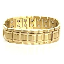 Men  s New Double magnetic 316L stainless steel gold toned  bracelet 8.5 inches
