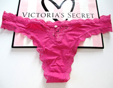 VICTORIA'S SECRET DREAM ANGELS Thong Panty VS Pink S XL Luscious Rose Lace Trim