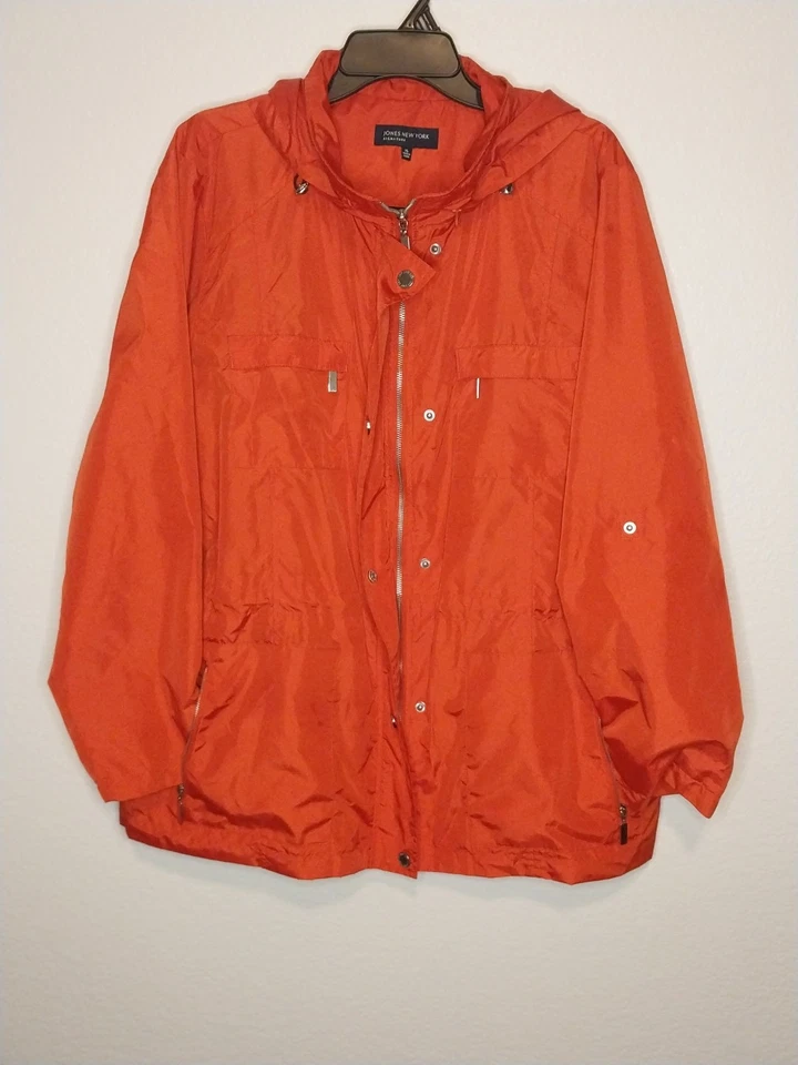 Jaqueta feminina com capuz XL Jones New York Signature tamanho XL laranja/laranja queimado - Imagem 3 de 4