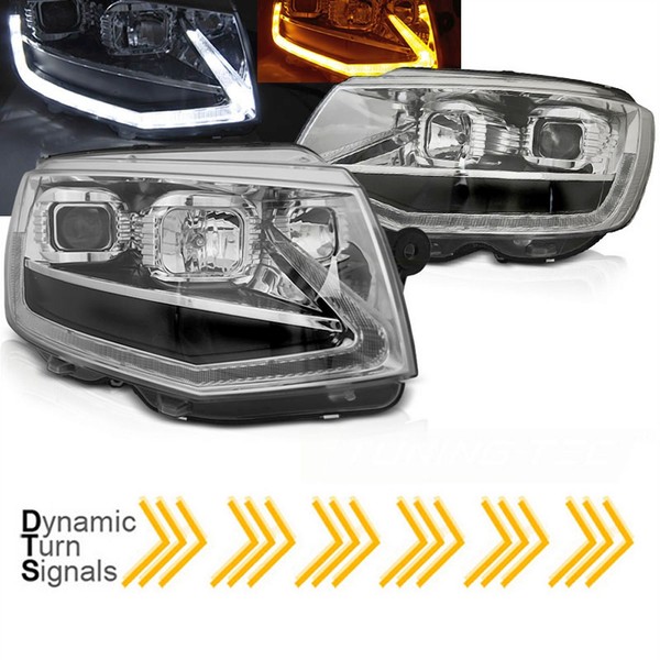 Led Dynamische Blinker Tagfahrlicht Light Tube Scheinwerfer In Chrom FüR Vw T6 2-image