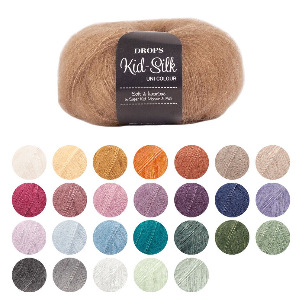 DROPS Fluffy Mohair Kid Silk Knitting Yarn Wool 2 Ply Lace DROPS Fluffy Mohair Kid Silk Knitting Yarn Wool 2 Ply Lace