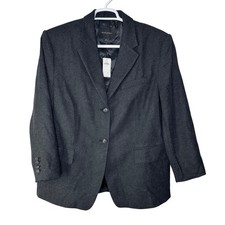 Banana Republic Blazer Women Medium Herringbone Wool Blend Dark Gray 2 Button
